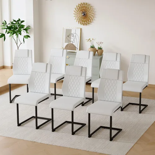 Miniatura 27 de gopop Juego de 4 sillas de comedor, modernas sillas de cocina y comedor con patas de metal galvanizado, sillas laterales tapizadas para comedor