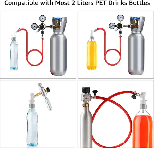 Miniatura 6 de Kit de tapa de carbonatación de acero inoxidable de 5 pies para botella de PET con regulador de CO2, grifo de barril con diámetro exterior