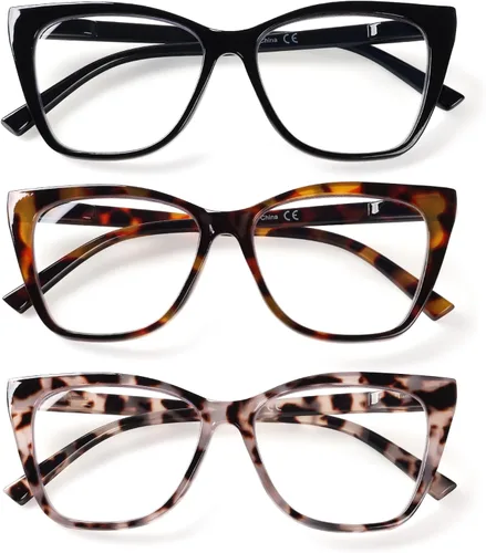 Lentes de lectura de gran tamaño para mujer, elegantes lentes de ojo de gato, bloqueo de luz azul, para lectura de computadora con bisagra de resorte