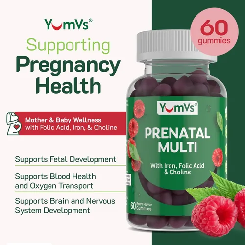 Miniatura 2 de YumVs - Gomitas prenatales para mujer, vitaminas prenatales para mujeres con ácido fólico, hierro y colina, vitaminas vegetarianas y kosher