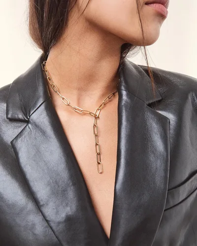 Miniatura 5 de Hey Harper Boss Babe - Collar de cadena de clip de papel, collar de eslabones de acero inoxidable impermeable, collar de oro para mujer, Acero