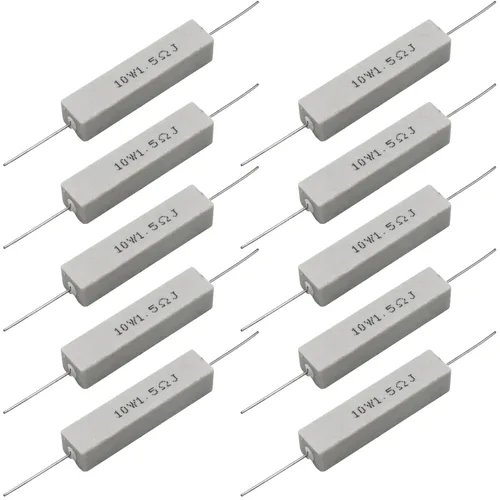 Miniatura 23 de 10 resistencias de cable de plomo axial de 10 W, 0.5 ohmios y 5 % – Resistencias de potencia de cemento cerámico fijas de heridas blancas