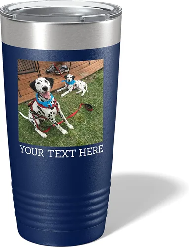 Miniatura 19 de Vaso personalizado de 20 onzas (17 colores) con foto impresa con aislamiento térmico de acero inoxidable recubierto de polvo con tapa, regalo