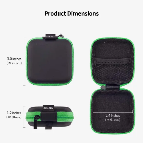 Miniatura 7 de Sunguy Paquete de 2 fundas para audífonos, estuche portátil de transporte para auriculares pequeños, bolsa de almacenamiento con clip de mosquetón