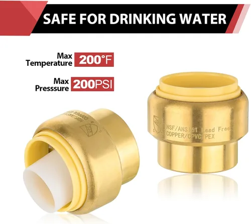 Miniatura 4 de Paquete de 5 tapas de enchufe EFIELD de 1/2 pulgada, ajuste a presión para conectar Pex, cobre, CPVC con un clip de desconexión, (PF143-5 piezas)