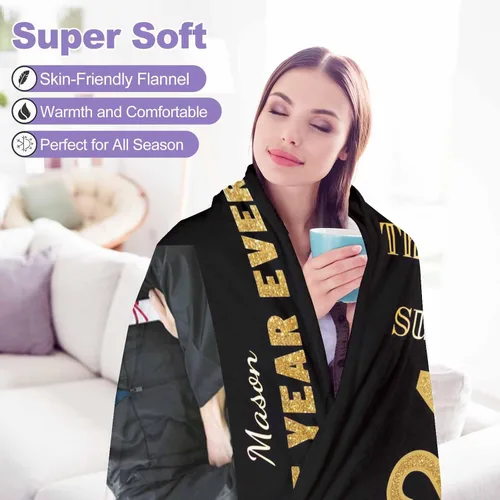 Miniatura 7 de D-Story Manta de franela personalizada para mujer, regalos de graduados, regalo de graduación de secundaria, regalos de graduación personalizados