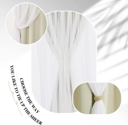 Miniatura 9 de PONY DANCE Cortinas de Doble Capa - Cortinas Opacas de 63 Pulgadas de Largo, Diseño con Ojales en la Parte Superior, Paneles Transparentes Blancos