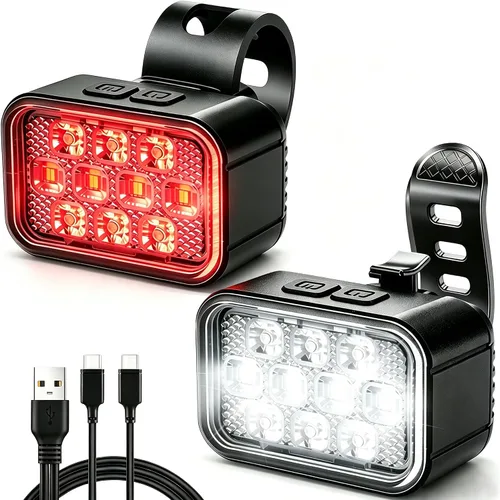 Miniatura 8 de Victoper Bike Light, High Lumens Super Bright Bicycle Lite, 6+4 Modes USB Rechargeable Bike Headlight & Taillight Set, Waterproof Safety Bike Front