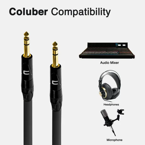 Miniatura 3 de Cable TRS de 1/4 pulgadas, 1/4 pulgadas TRS a 1/4 pulgadas (6.35mm) estéreo balanceado, de conector macho a conector macho para altavoces