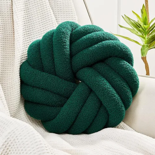 Uvvyui - Almohadas de nudo, cojines decorativos redondos de 14 pulgadas, cojín de bola anudada suave hecho a mano, cojín de felpa para decoración