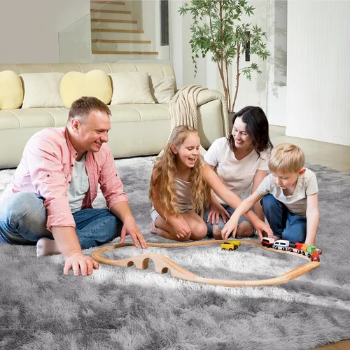 Miniatura 3 de Alfombra ultra suave para sala de estar, alfombra mullida de área 4X6 para dormitorio, alfombras modernas de pelo largo, alfombra suave