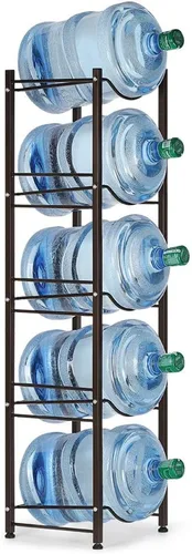 Estante organizador de acero inoxidable de 5 niveles para botellas de agua desmontable resistente para jarras de 5 galones, hogar, oficina, cocina,