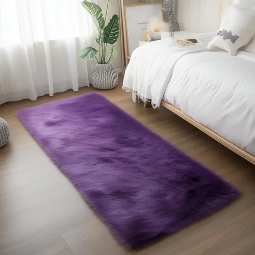 Miniatura 60 de Goolela Alfombra esponjosa de piel sintética de oveja sintética de 4 x 6 pies, color gris, para dormitorio, mesita de noche, alfombra suave de felpa