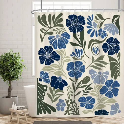 Miniatura 27 de Black Floral Shower Curtain Stall Small Half Single Mini Boho Flower Farmhouse Vintage Gothic Abstarct Retro Funky Botanical Moody Fabric Cloth