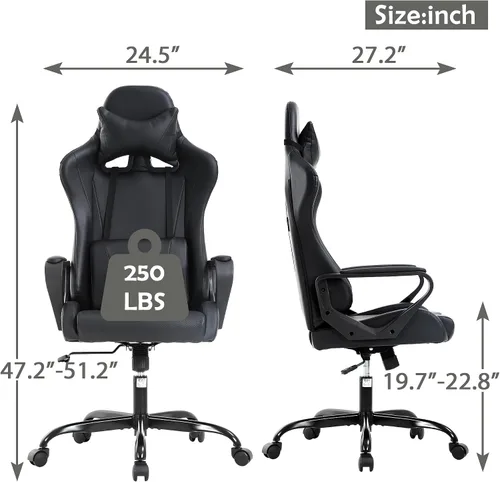 Miniatura 3 de Silla de videojuegos, silla de videojuegos, silla de escritorio de oficina con respaldo alto, silla de escritorio de oficina con soporte lumbar