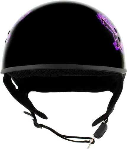 Miniatura 7 de Hot Leathers HLD1007 'Black Out Eagle' - Medio casco para motocicleta con diseño de calavera, color negro brillante, para hombres y mujeres, talla M