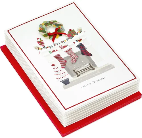 Miniatura 3 de Hallmark - Tarjetas de Navidad hechas a mano en caja (12 tarjetas con sobres) Chimenea, Hogar Feliz