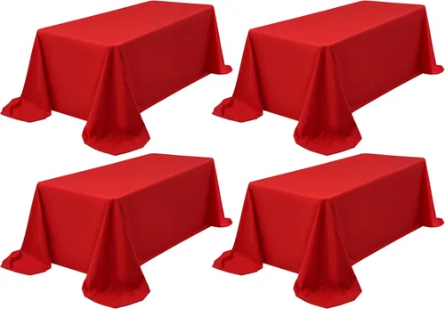 Miniatura 91 de Showgeous Paquete de 4 manteles rectangulares de poliéster de 60 x 102 pulgadas, resistentes a las arrugas, lavables, para bodas, mesas de comedor