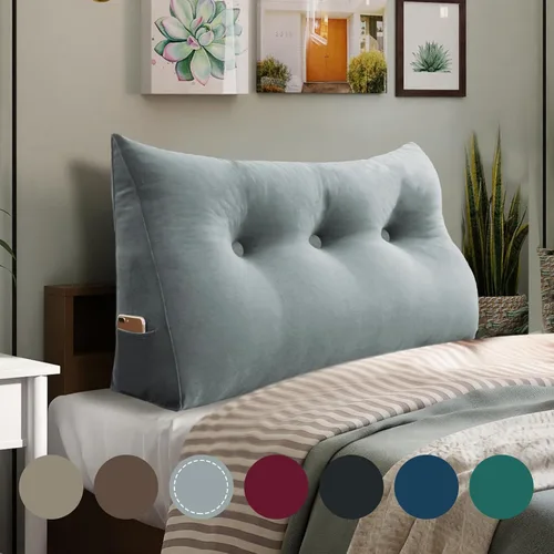 Miniatura 23 de Almohada de Cuña Engrosada de 10 libras para Cabecero Posicionador Corporal Almohada de Cuña para Cama Soporte de Respaldo Almohada Triangular