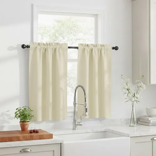 Miniatura 41 de NICETOWN Cenefas de Ventana Opacas con Aislamiento Térmico para Guardería - Paneles de Cortina con Bolsillo para Barra de Decoración del Hogar