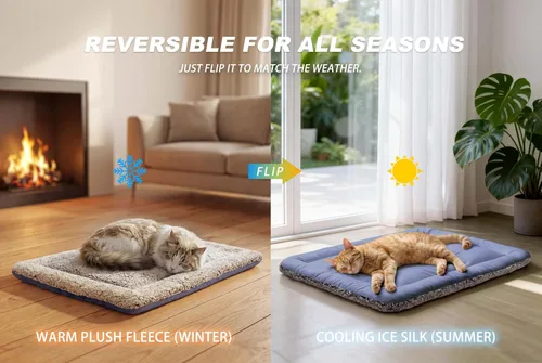 Miniatura 2 de Tapete refrescante para perros, cama autocalentable para gatos, cama reversible cálida y refrescante, almohadilla cálida para gatos de invierno