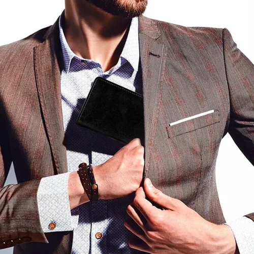 Miniatura 2 de RAW HYD - Cartera larga de cuero para hombres Funda de chequera doble un gran regalo para hombres