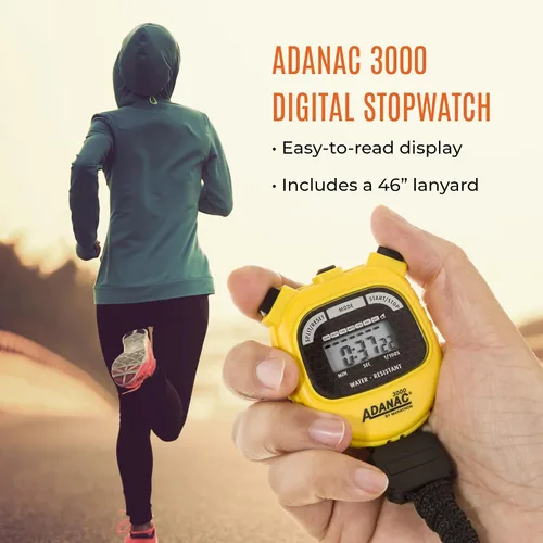 Miniatura 2 de Cronómetro digital MARATHON Adanac 3000 con pantalla extra grande y botones, resistente al agua, Amarillo, 1
