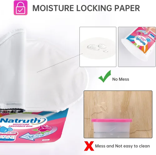 Miniatura 4 de NATRUTH Cajas absorbentes de humedad (6 paquetes), 12.5 onzas con aroma a rosa, deshumidificador portátil de armario, cubo absorbente de olores