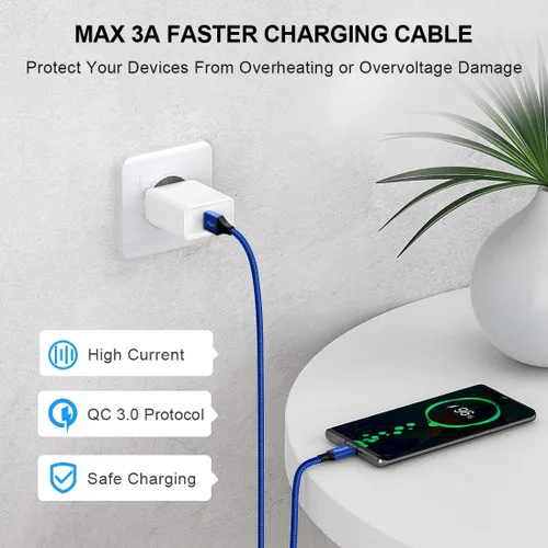 Miniatura 3 de Cable USB A a USB C de etguuds de 6 pies, paquete de 2 cables, cable de carga tipo C de 3 A de carga rápida para iPhone 17 16 15 Pro Max 16e 17 Air