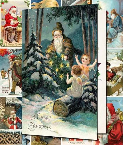 Miniatura 12 de PIXILUV Tarjetas de Navidad con Nieve Navideñas 12 Tarjetas Grandes ~ Navidad Blanca con Familia ~ Tarjetas Postales Navideñas Vintage Reimpresión
