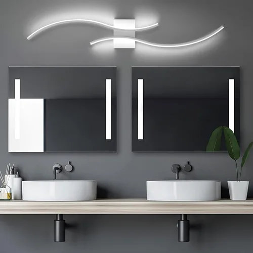 Miniatura 6 de CANEOE Aplique de pared moderno, lámpara de pared LED de tira larga blanca, lámpara de pared de interior con diseño ondulado de 39 pulgadas
