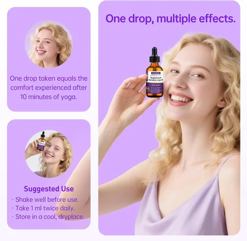 Miniatura 5 de Gotas líquidas de magnesio de 1500 mg de alta absorción, suplemento cerebral para concentrarse en la memoria, sueño, sin azúcar, vegano, 2.04 onzas