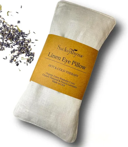 Miniatura 12 de Almohadilla para ojos de lino orgánico Sacksy Thyme - Lavanda y semillas de lino para relajación, yoga, alivio del estrés - Almohadilla térmica