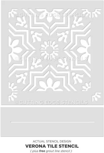 Miniatura 3 de Verona - Plantilla de azulejos para pintar pisos de azulejos, plantillas de azulejos reutilizables para pisos de linóleo y cemento, pinta tu viejo