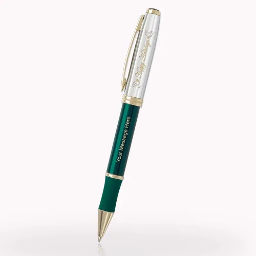 Miniatura 12 de 1 bolígrafo de metal ejecutivo grabado con láser personalizado en color negro clásico con detalles en tono dorado. Tinta negra.