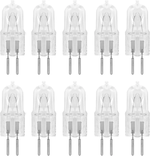Paquete de 10 bombillas halógenas GY6.35 de 12 voltios transparentes regulables T4 Q20/GY6.35/CL/12V 20 W 20 W bajo gabinete tipo JC iluminación