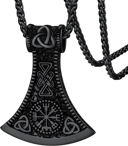 FaithHeart Collar con colgante de hacha vikinga para hombres y mujeres, joyería vikinga nórdica de acero inoxidable con delicado embalaje de regalo