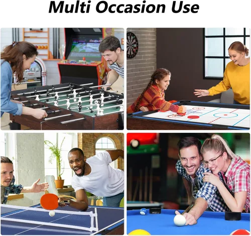 Miniatura 7 de PEXMOR Mesa de juego múltiple 6 en 1 para adultos, mesa combinada para sala de juegos, juego de mesa de juego de 48 pulgadas