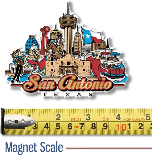 Miniatura 2 de Imán de San Antonio, Texas City por Classic Magnets, recuerdos coleccionables de goma 3D estilo vintage y regalos fabricados en los Estados Unidos