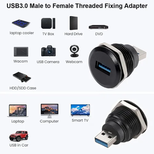 Miniatura 4 de PENGLIN 2 conectores USB 3.0, conector de conversión USB macho a hembra, adaptador de extensión de montaje en panel USB3.0 para transferencia