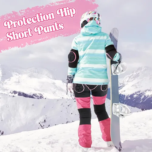 Miniatura 5 de Lewtemi Juego de 3 protectores 3D acolchados para la cadera, pantalones cortos de EVA, rodilleras, coderas, protección de invierno, almohadillas