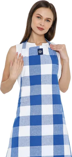 Miniatura 10 de Encasa XO Delantales de cocina de algodón para mujeres y hombres con bolsillo y bucle para toalla, correa ajustable para cuello y espalda