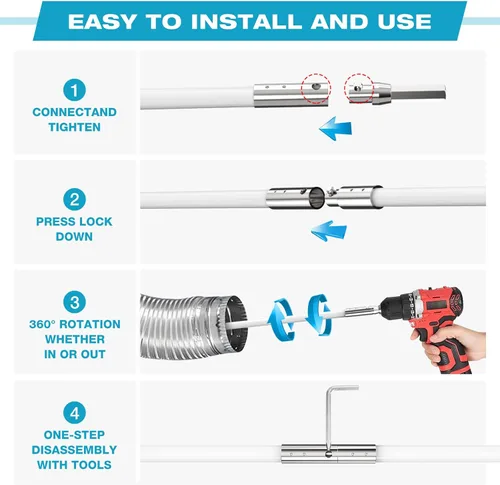 Miniatura 5 de Sealegend - Kit de limpieza para tubo de ventilación de secadora de 15 pies/Removedor de pelusa/Cepillo flexible actualizado de enganche rápido