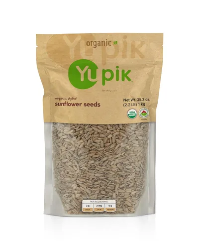 Yupik Semillas de girasol orgánicas, sin cáscara, 2.2 libras (35.2 onzas), sin OGM, veganas, sin gluten, kosher, semillas crudas, sin sal, sin