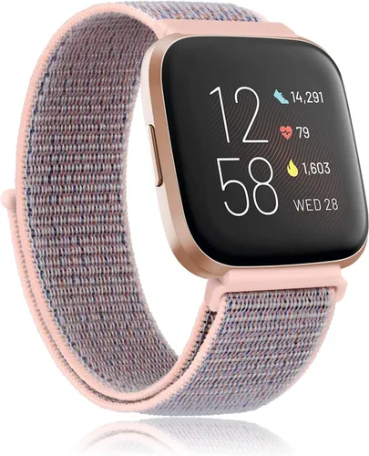 Bandas de nailon compatibles con Fitbit Versa 2, Fitbit Versa Lite, Fitbit Versa, correa de repuesto suave ajustable transpirable para mujeres y