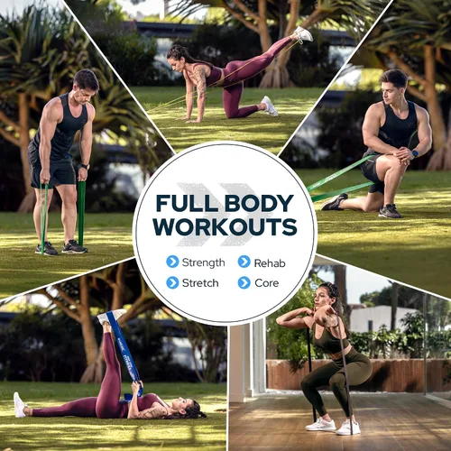 Iron Core Fitness Paquete de 5 bandas de resistencia largas de calidad de gimnasio, amadas por profesionales del fitness para entrenamientos