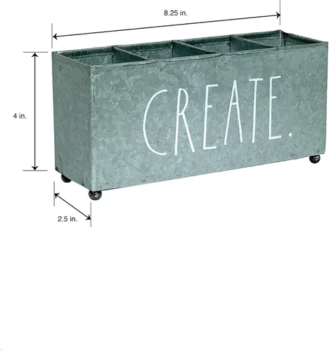 Miniatura 3 de Rae Dunn Organizador de belleza – Cuatro secciones para almacenamiento de cosméticos – Contenedor de metal galvanizado para suministros
