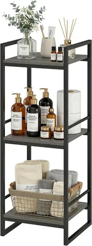 Miniatura 8 de BYFU Estante abierto de almacenamiento de 3 niveles para baño, estante de almacenamiento de esquina de metal independiente para baño, cocina, sala