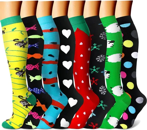 Miniatura 18 de CHARMKING Calcetines de compresión para mujeres y hombres para circulación (8 pares) 15-20 mmHg, mejor soporte para ciclismo atlético