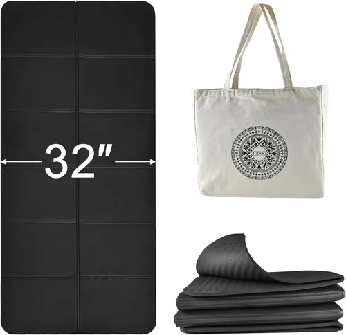 iodoo Esterilla de yoga plegable de 72 pulgadas de largo x 32 pulgadas de ancho x 0.32 pulgadas, extra gruesa y ancha, alfombrilla de yoga plegable